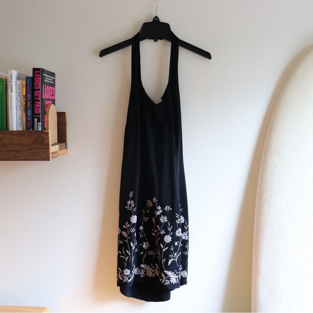 Vintage black and white floral dress